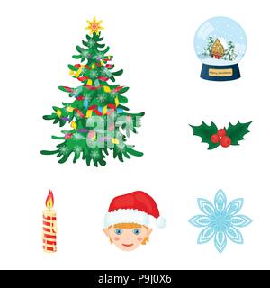 Christmas attributes and accessories cartoon icons in set collection for design. Merry Christmas vector symbol stock  illustration. Stock Vector