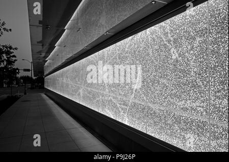 Allen Institute for Brain Science side of building with multicolored wall of the brain's neurological system. Stock Photo