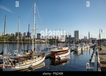 Long Wharf and Customhouse Block with sailboats and yachts in Boston, Massachusetts, the United States. Stock Photo