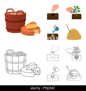 Garden, ecology, farmingand other  icon in cartoon,outline style. Feed, plot, farmicons in set collection Stock Vector