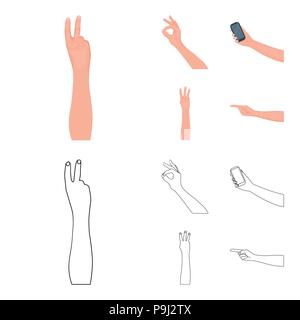Sign Language cartoon,outline icons in set collection for design.Emotional part of communication vector symbol stock  illustration. Stock Vector