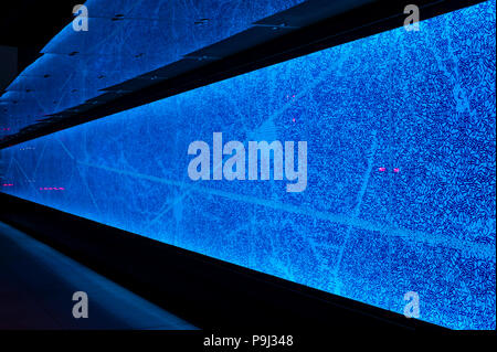 Allen Institute for Brain Science side of building with multicolored wall of the brain's neurological system. Stock Photo