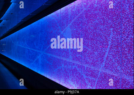 Allen Institute for Brain Science side of building with multicolored wall of the brain's neurological system. Stock Photo