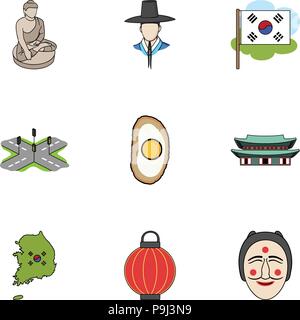 South Korea set icons in cartoon style. Big collection of South Korea vector symbol stock Stock Vector