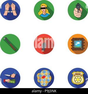 Crime set icons in flat style. Big collection of crime vector symbol stock Stock Vector