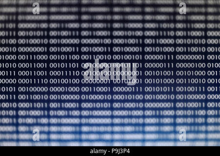 blocks of binary data. Blockchain concept. blue background with computer digital binary code bit number one and zero text. Stock Photo