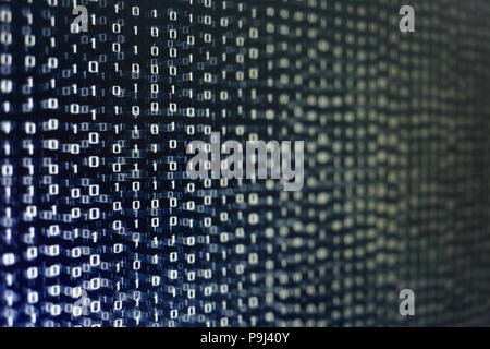 blocks of binary data. Blockchain concept. blue background with computer digital binary code bit number one and zero text. Stock Photo