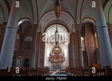 Inside Our Lady church in Kalundborg, Denmark. Stock Photo