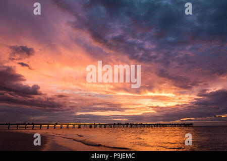 Sunset at the popular Semaphore Jetty, near Adelaide, South Australia. Stock Photo