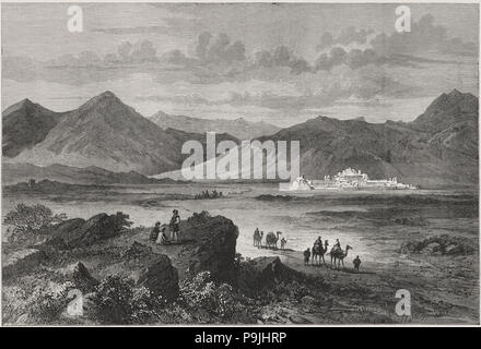 British-Afghan war, view of the Khyber Pass on the Afghan border with ...