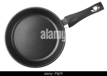 black fry pan, clipping path, isolated on white background Stock Photo