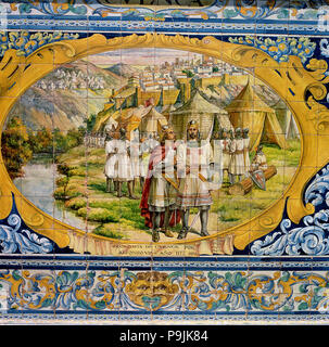 Conquest of Cuenca achieved by King Alphonse VIII of Castile in 1177, during the Reconquest, mosa… Stock Photo