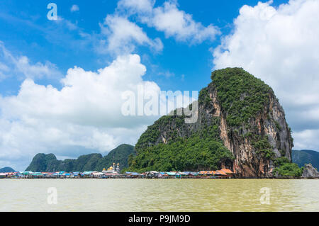 Panyee Island in Phang Nga Bay, is a floating fishing village, the people stay here more than 200 years. Stock Photo