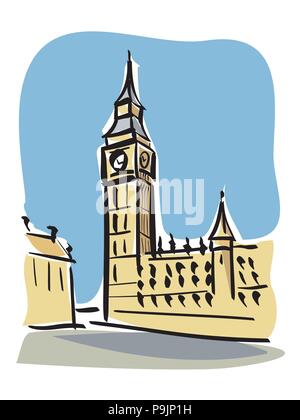 vector illustration of the Big Ben in London Stock Vector