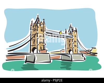 vector illustration of the Tower bridge in London Stock Vector