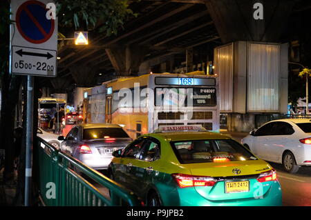 bangkok street at night Stock Photo