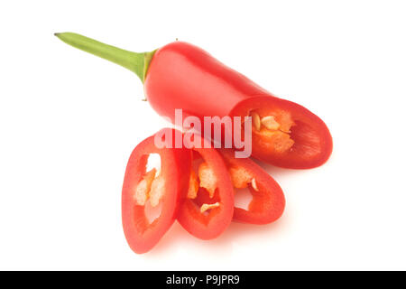 Fresh raw red hot chilli pepper on white background, isolated, h Stock Photo