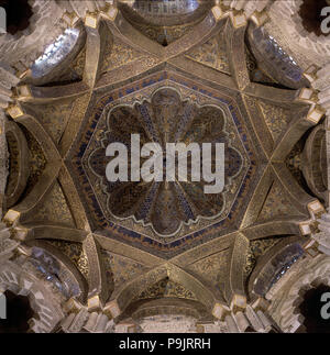 Dome of the Mihrab of the Mosque of Cordoba, coated in fine Byzantine mosaic, built by the King A… Stock Photo