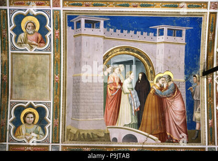 Meeting of Joachim and Anne at the golden gate', 1305 - 1306, fresco by Giotto. Stock Photo