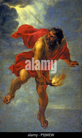 Prometheus bringing fire', by Jan Cossiers. Stock Photo