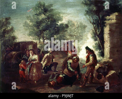 Painting by Francisco de Goya (1746 - 1828) entitled 'Assault to stagecoach'. Stock Photo