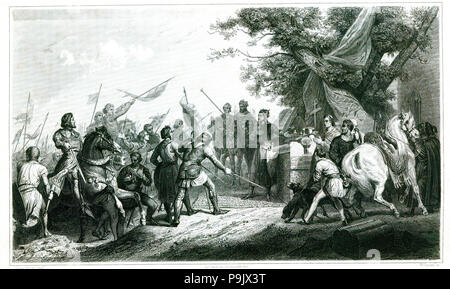 Philip August victorious at the Battle of Bouvines against the Germanic troops of Otto IV in June… Stock Photo