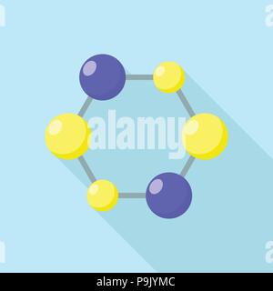 Hexagonal molecule icon, flat style Stock Vector