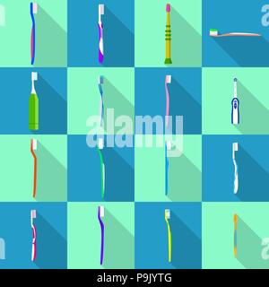 Toothbrush dental icons set, flat style Stock Vector