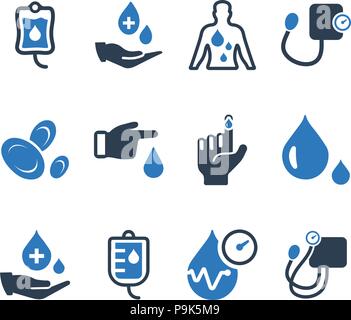 Beautiful, Meticulously Designed Hematology Icons - Blue Version Stock Vector