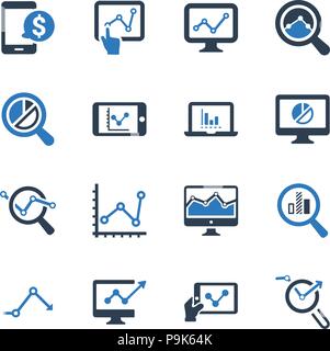 Beautiful, Meticulously Designed Marketing Research Icons - Blue Version Stock Vector