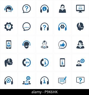 Beautiful, Meticulously Designed Customer Support Icons - Blue Version Stock Vector
