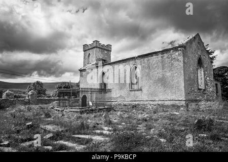 This is the ruins of an old church and graveyard in Donegal Ireland Stock Photo