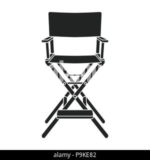 Director's chair icon in black style isolated on white background. Films and cinema symbol vector illustration. Stock Vector