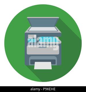 Multi-function printer in flat style isolated on white background. Typography symbol vector illustration. Stock Vector