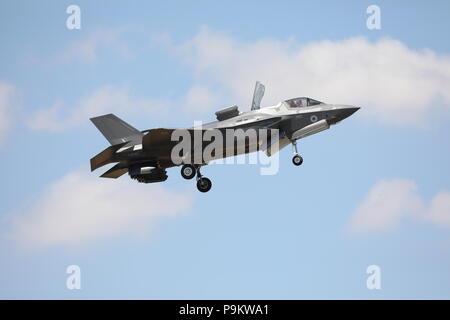 Lockhead Martin F-35B Lightning II 2006 Fairford RIAT Sunday 15th July 2018 USA Military Aeroplane Royal International Air Tattoo RAF100 ZM145 Stock Photo