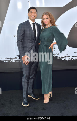 Martin Sensmeier and Kahara Hodges at the premiere of the movie 'The Equalizer 2' at the TCL Chinese Theater. Los Angeles, 17.08.2018 | usage worldwide Stock Photo