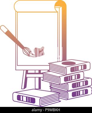 painting canvas and books icon over white background, vector illustration Stock Vector