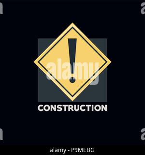 warning sign icon over black background, colorful design. vector illustration Stock Vector