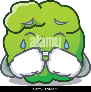 Crying shrub mascot cartoon style Stock Vector