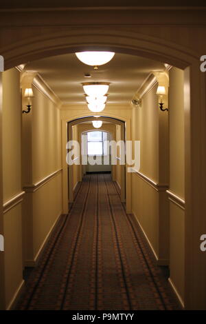 Hallway in the Columbia Club on Monument Circle in Indianapolis, Indiana. Stock Photo