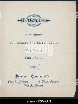 44 2ND ANNUAL DINNER (held by) CORINTHIAN SAILING CLUB OF MONTREAL (at) QUEEN'S HOTEL (HOT;) (NYPL Hades-270493-4000002964) Stock Photo