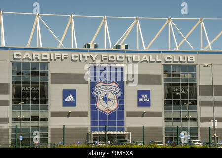 Exterior of the Cardiff City Football Club stadium. The club was promoted to the FA Premier League in 2018 and relegated soon after Stock Photo