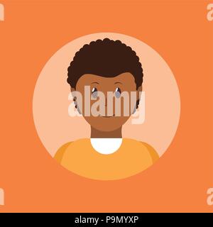Man afro profile smiling cartoon round icon in black and white vector ...
