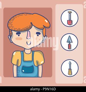 Carpenter cute cartoon Stock Vector