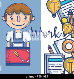 Carpenter cute cartoon Stock Vector