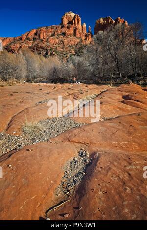 Oak Creek and Cathedral rock, red rock crossing, Sedona Arizona USA Stock Photo