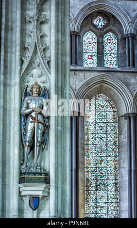 Statue and Arch at Salisbury Cathedral in Wiltshire Stock Photo