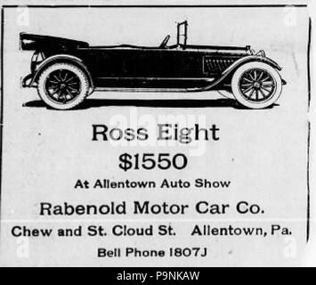 1917 Rabenold Motor Company Newspaper Ad Allentown PA Stock Photo - Alamy