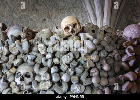 St Leonard's Church in the Cinque Port town of Hythe, Kent contains an unusual ossuary with piles of human skulls and bones
