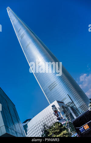 Seoul, South Korea - May 17, 2017: Lotte World Tower  is a 123-floor, 554.5-metre (1,819 ft) super tall skyscraper located in Seoul, South Korea. Stock Photo